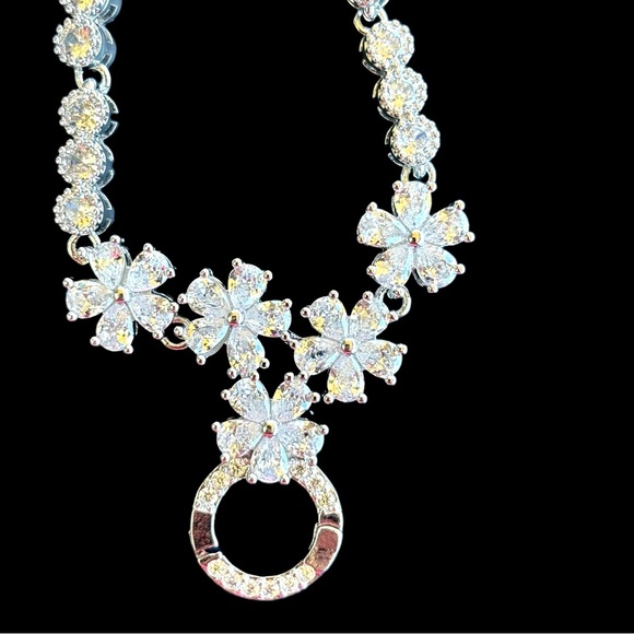 Silver Crystal Circle Necklace - Picture 3 of 8